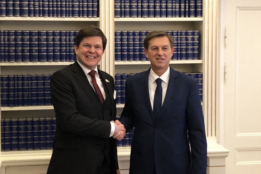 Foreign Minister Dr Miro Cerar with the Speaker of the Riksdag, Andreas Norlén