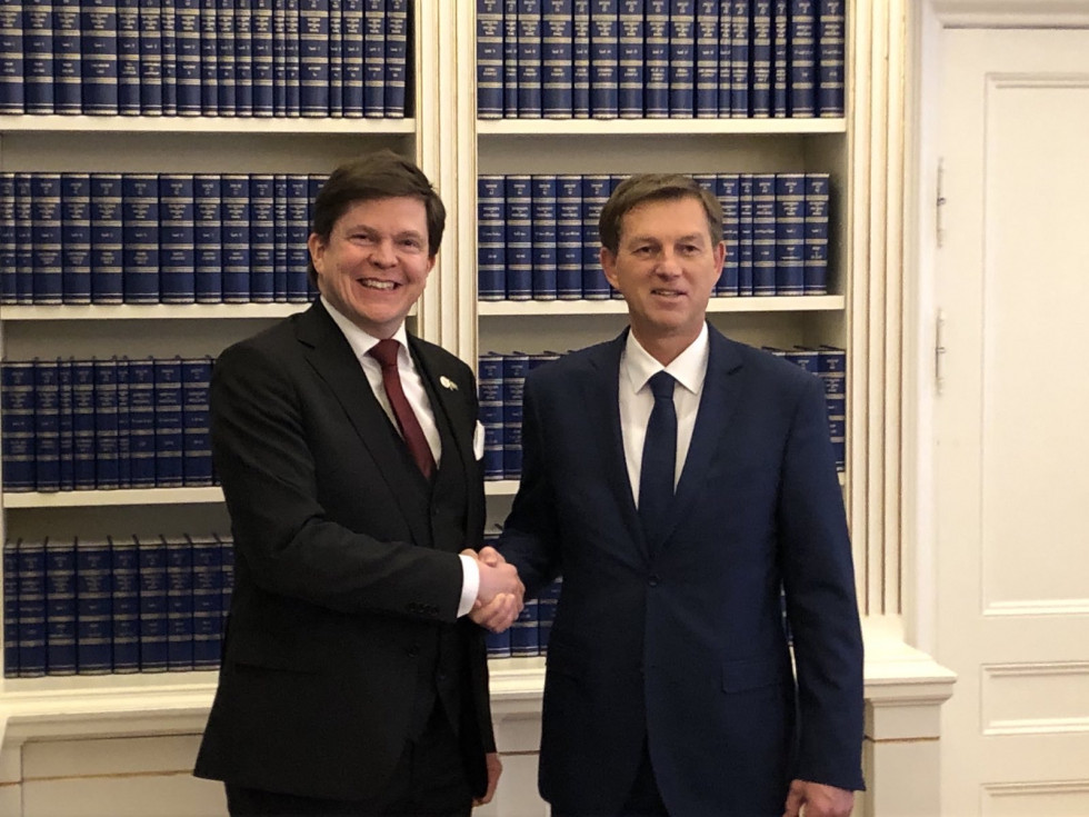 Foreign Minister Dr Miro Cerar with the Speaker of the Riksdag, Andreas Norlén 