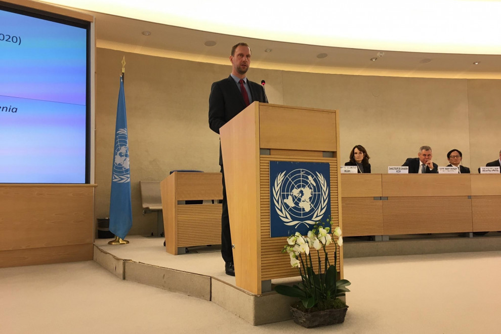  State Secretary Matej Marn during the high-level segment of the 43rd UN Human Rights Council (HRC) at Geneva
