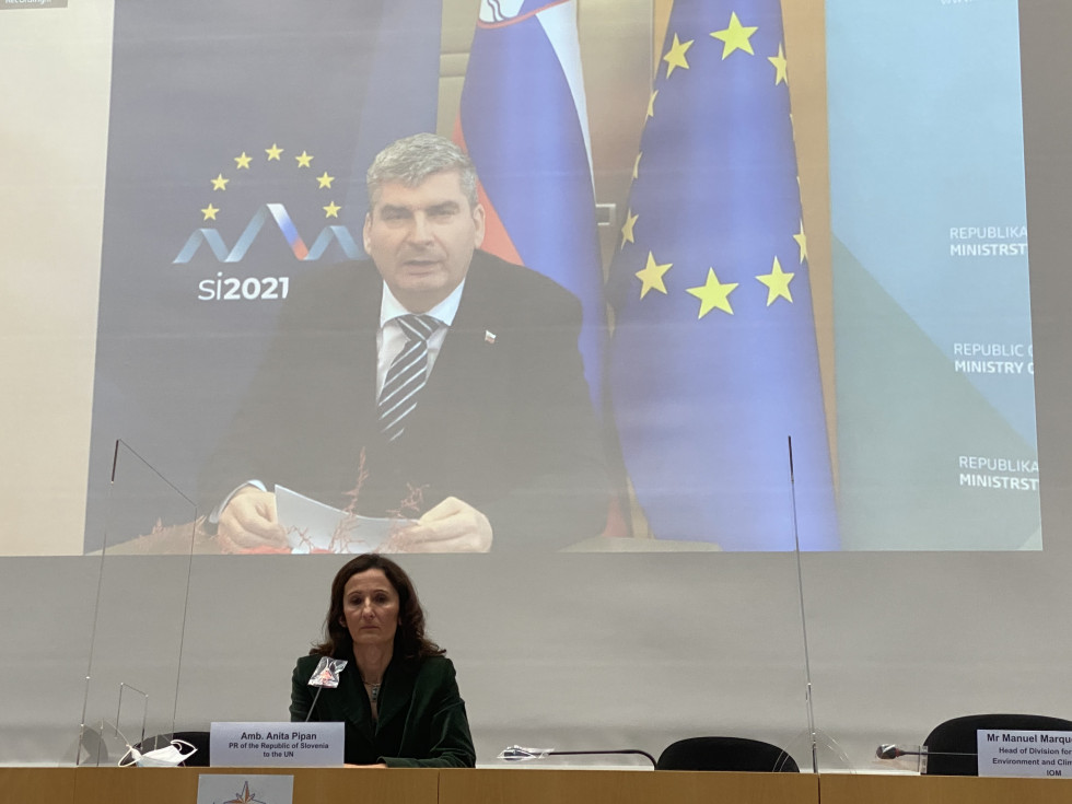Državni sekretar dr. Raščan med nagovorom preko avdio-video konference