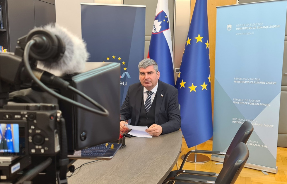 State Secretary Raščan while filming the video