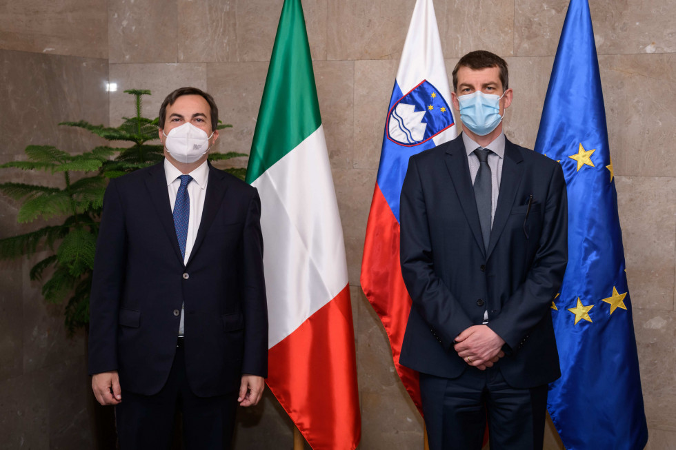 posing with flags behind