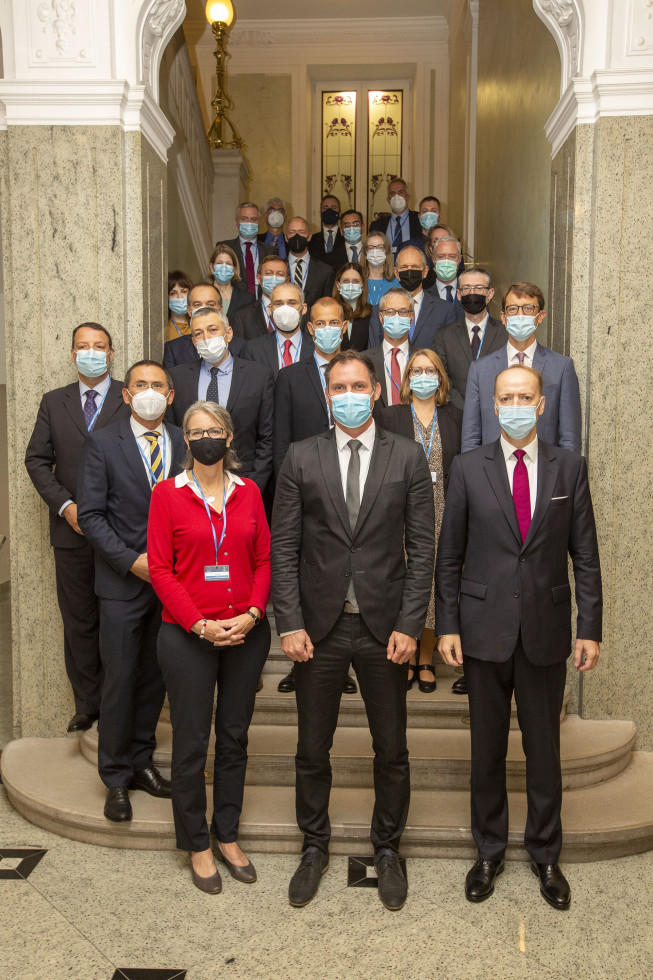 EU non-proliferation and disarmament directors standing on the steps