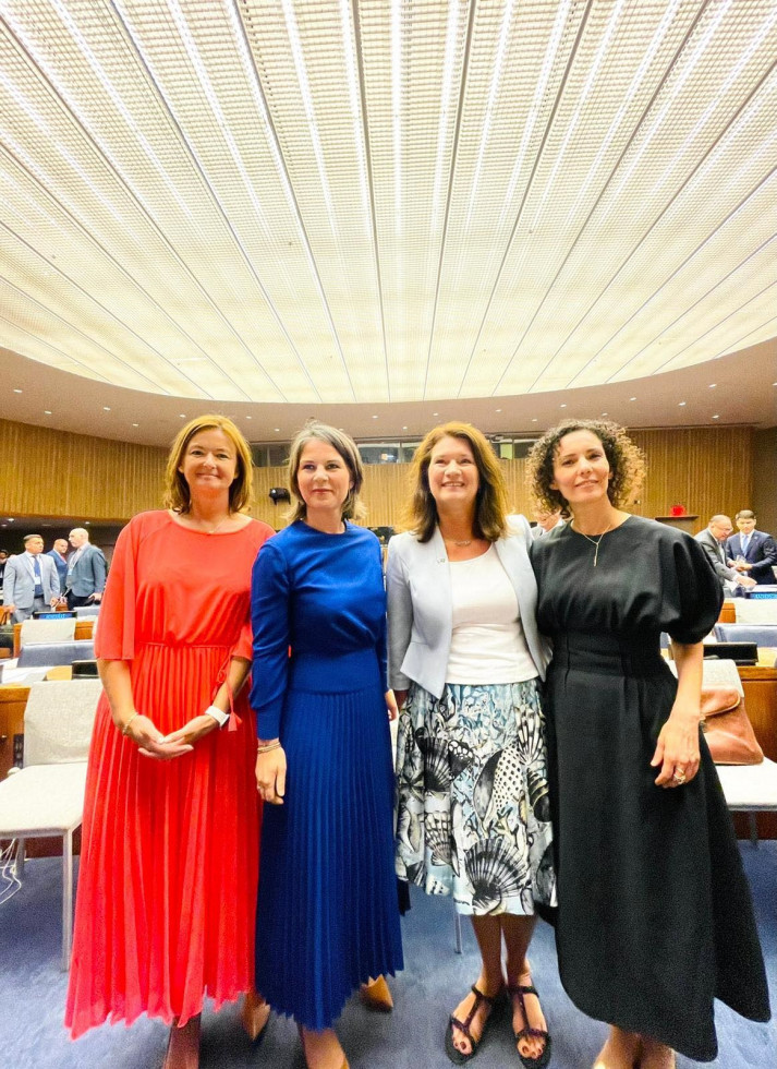 Minister Tanja Fajon with German Foreign Minister Annalena Baerbock, Swedish Foreign Minister Ann Linde and Belgian Foreign Minister Hadja Lahbib