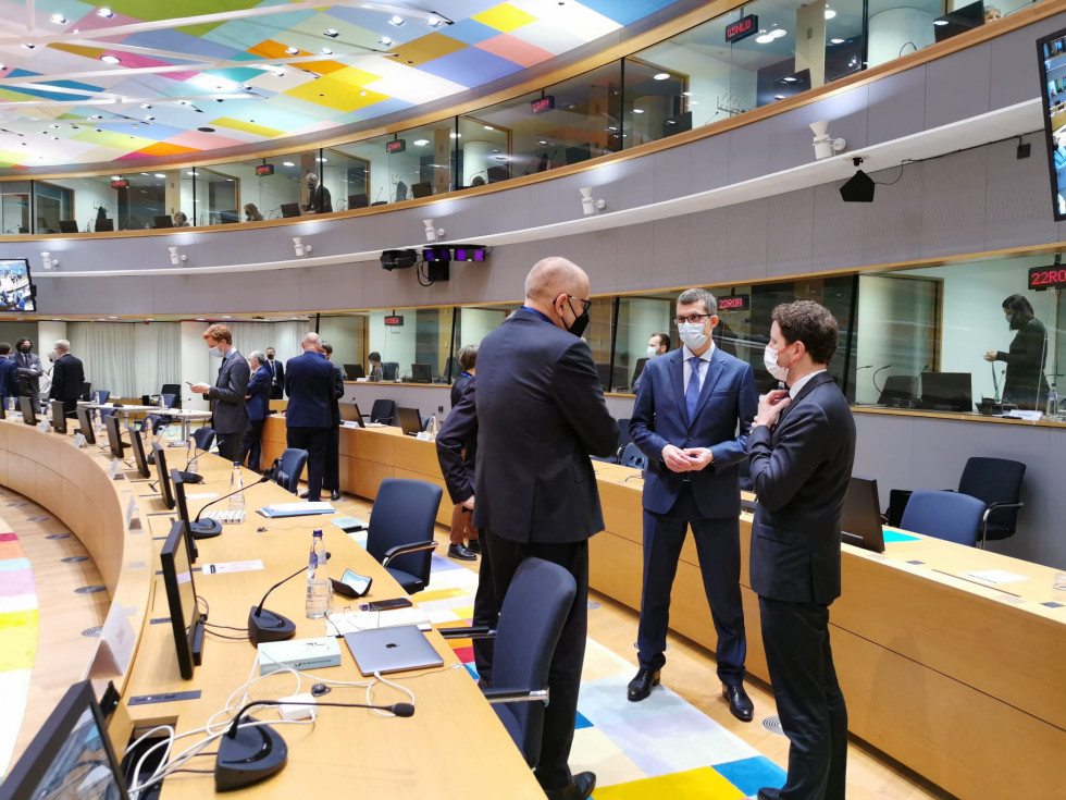 State Secretary Dovžan with his colleagues before the General Affairs Council session