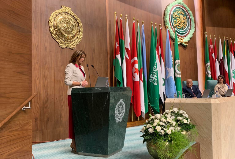 Minister Fajon at the Arab League foreign ministers meeting on the importance of multilateral cooperation