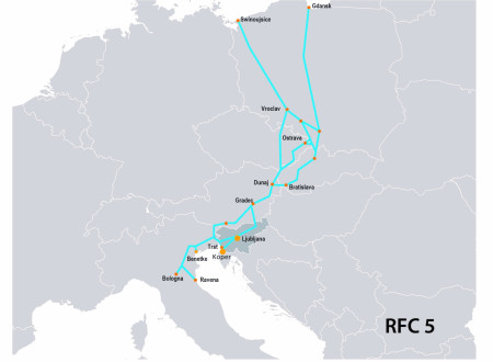 Zemljevid poteka baltsko-jadranskega železniškega koridorja