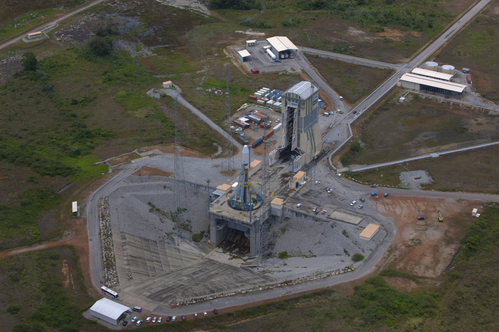 Prikaz vesoljskega centra v Gvajani.