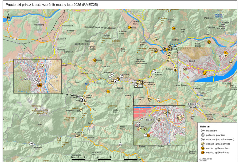 Rezultat vzorčenj na območju petih koroških občin, izvedenih v letu 2025