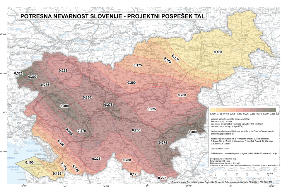 Veljavna karta potresne nevarnosti Slovenije