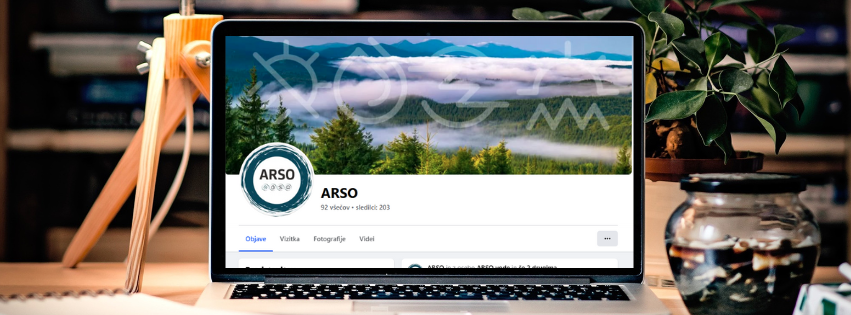 Izgled naslovne strani  FB Agencije za  okolje