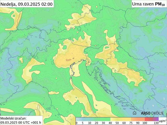 Koncentracije delcev v zraku ob prehodu pouščavkega prahu.