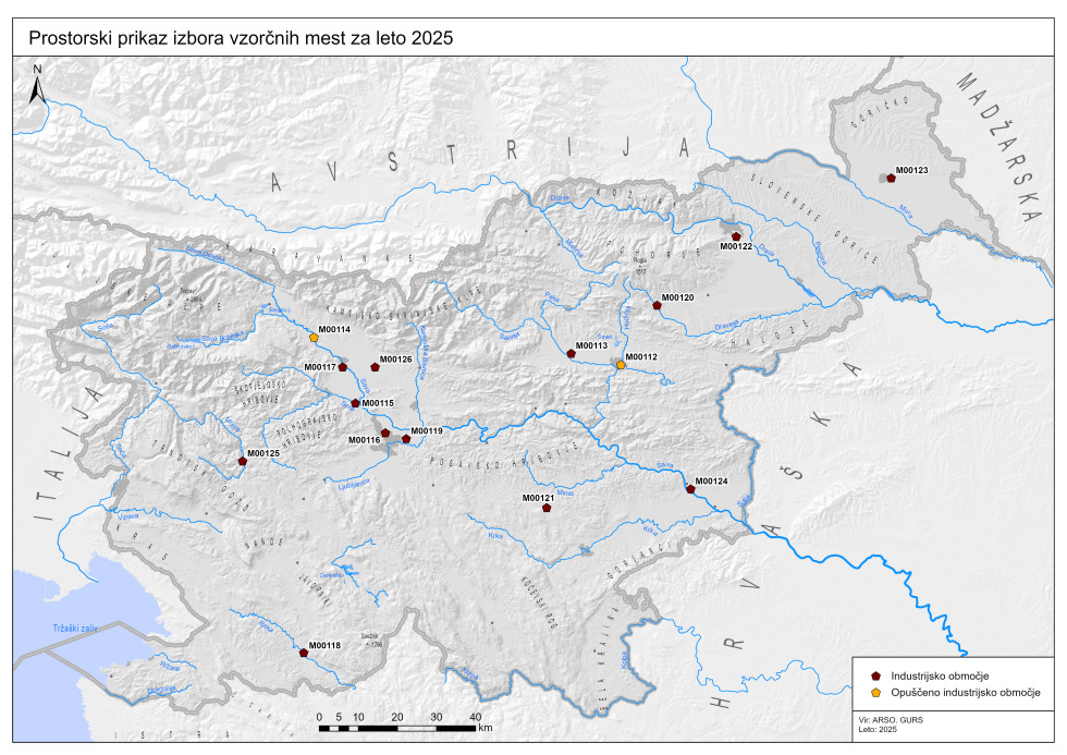 Zemljevid lokacij vzorčenja tal 2025