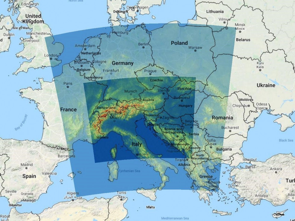 Model Aladin upošteva območje nad celotno osredno Evropo, model Camx pa območje nad sosednjimi državami Slovenije