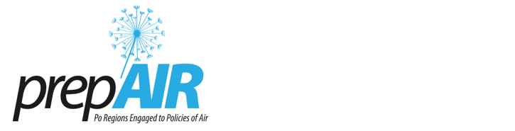 Napis prepair s podnapisom naslova projekta Po Regions Engaged to Policies of Air