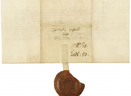 The backsideof the charter with seal.