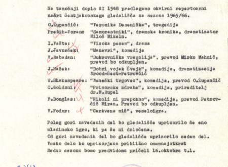 Dopis Jugoslovanske avtorske agencije z dne 24. 9. 1965.