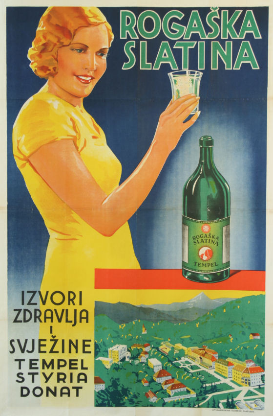 Girl holding a glass of Donat Mg.