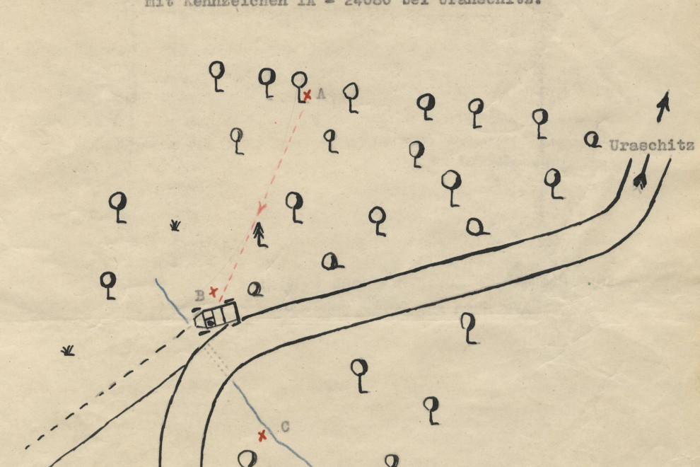 Excerpt from a situation sketch by the German criminal police.