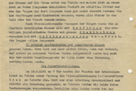 The third page of the report of the German criminal police on the partisan attack near Rašica.