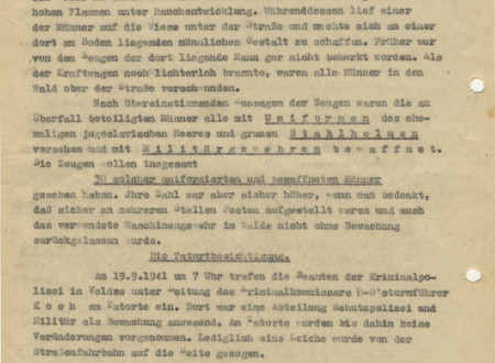 The third page of the report of the German criminal police on the partisan attack near Rašica.