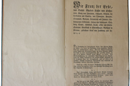 The Patent Issued by the Austrian Emperor Franz I on the Restoration of the Constitution of the Carniolan Provincial Estates