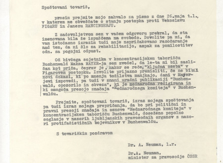 Translation of the second page of a letter by Alois Neuman fo Milorad Zorič.