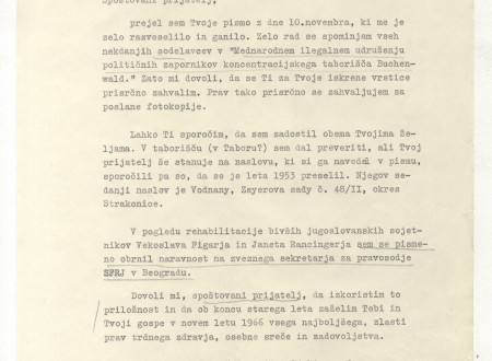 Translation of the first page of a letter by Alois Neuman fo Milorad Zorič.