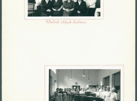 Slika prikazuje strežno ekipo sindikalne podružnice hotela Union v Ljubljani iz leta 1951. 