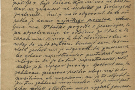Četrta stran poročila italijanske vojaške oblasti leta 1918.