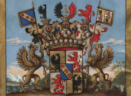 Baron Coat of Arms of the Müller-Hörnstein Family (excerpt from the nobility diploma). May 14th, 1794, Brussels. 