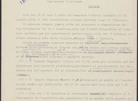 Dokument je pisan v italijanskem jeziku. Prevod je objavljen v nadaljevanju.