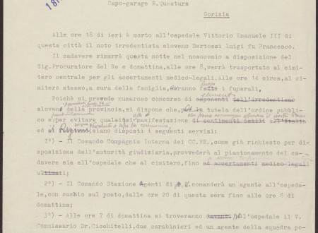 Dokument je pisan v italijanskem jeziku. Prevod je objavljen v nadaljevanju.