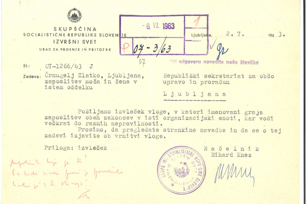 Izvleček vloge.