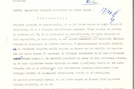 Prva stran osnutka usmeritev glede zaposlovanja sorodnikov. 