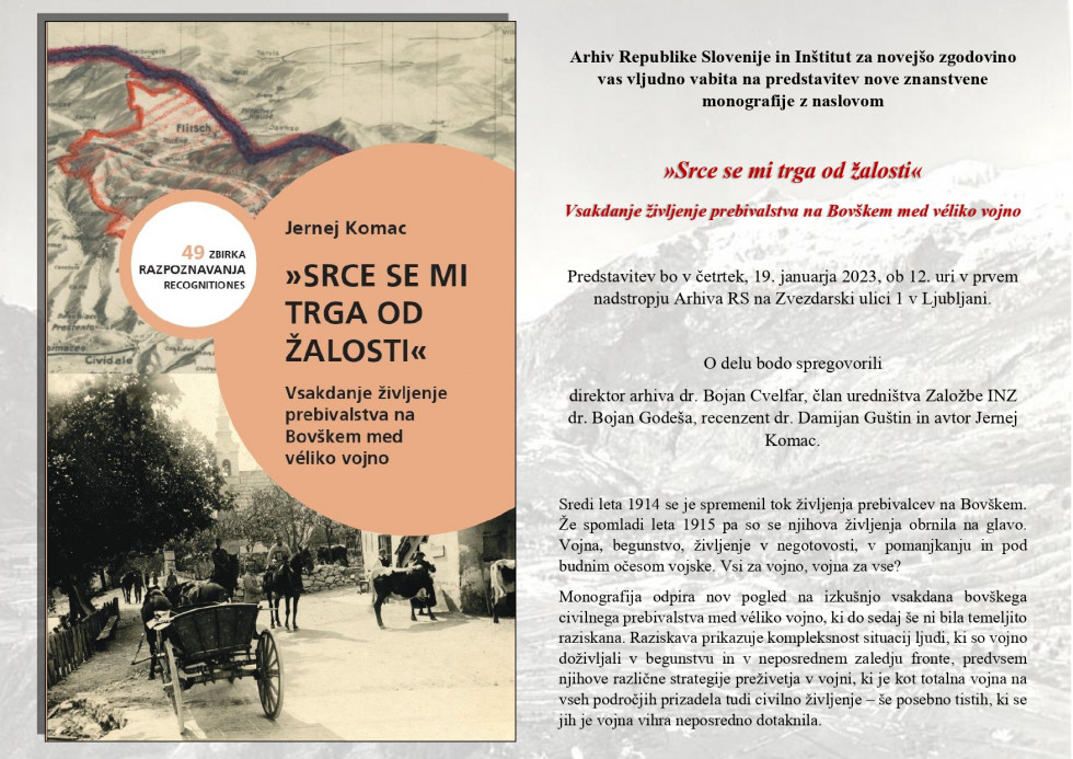 Vabilo na predstavitev monografije.