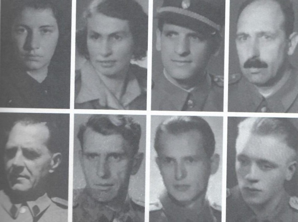 Kolaž osmih črno-belih slik komunistkov in komunistk. 