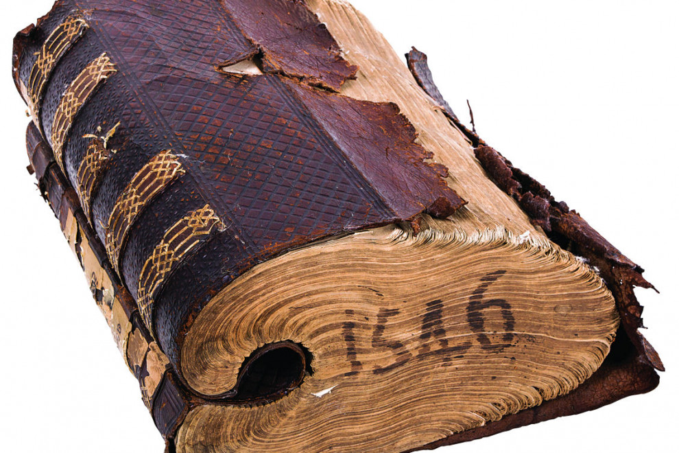 Leather bound book. 