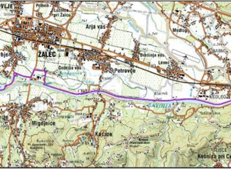 Prikaz trase kolesarske povezave Celje-Žalec