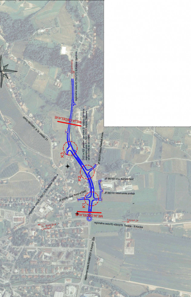 Zemljevid s prikazom poteka nove ceste