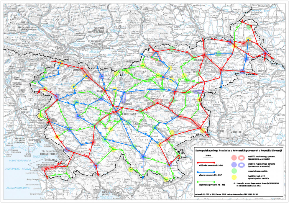 Grafični prikaz koridorjev državnih kolesarskih povezav