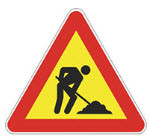 Prometni znak, ki označuje delo na cesti