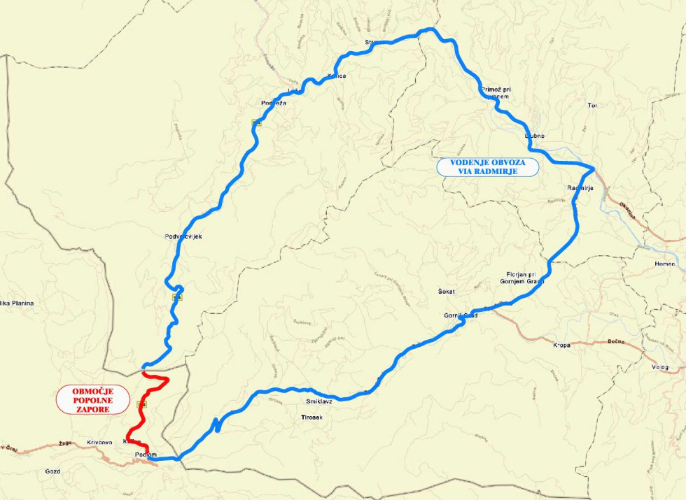 Obvoz Podlom-Kranjski Rak-Luče