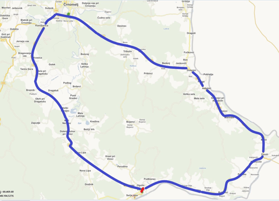 Prikaz obvoza v času popolne zapore