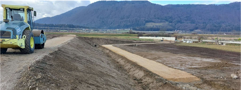 Vgrajevanje tampona, ureditev krone nasipa 