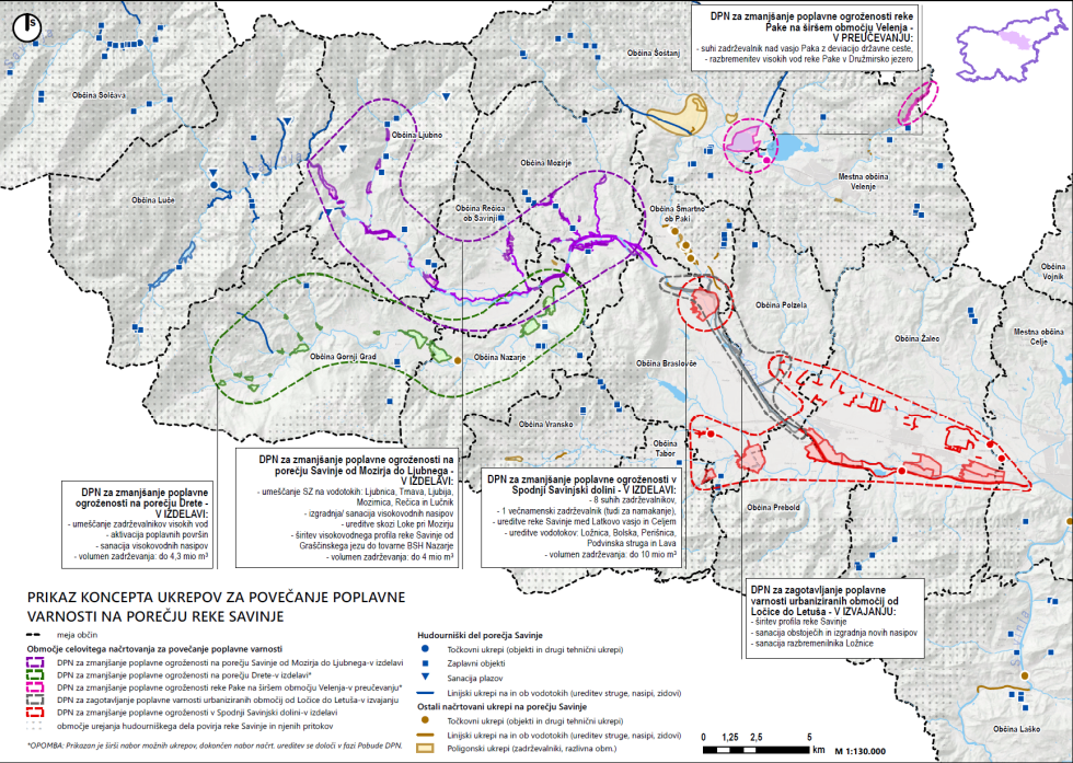 Prikaz koncepta ukrepov za povečanje poplavne varnosti na porečju reke Savinje