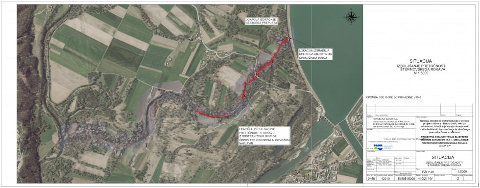 Slika prikazuje PZI načrt predvidenih ureditev na območju Šturmovcev.