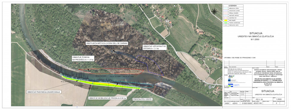 Slika prikazuje PZI načrt predvidenih ureditev na območju Zlatoličja.