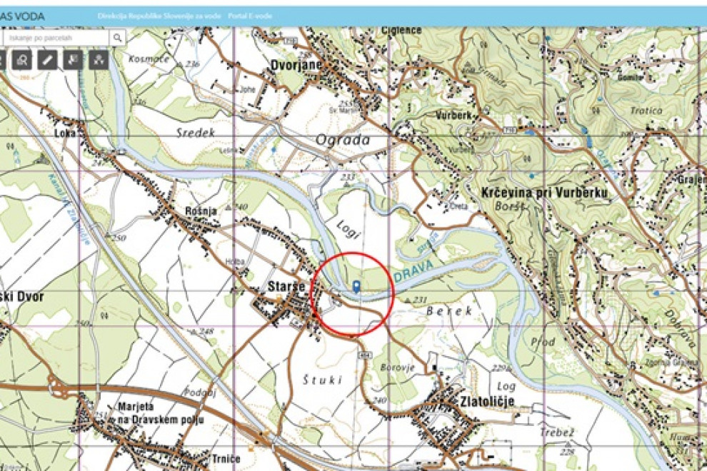 Slika prikazuje lokacijo aktivnosti 1.1.3 na topografski karti.