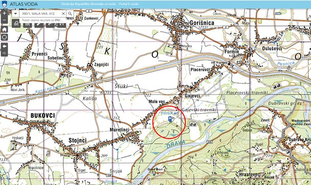 Slika prikazuje lokacijo aktivnosti 7.1.1 na topografski karti.